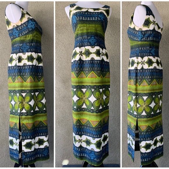 🌺 “Keone” Vintage Hawaiian Barkcloth Muumuu Maxi-Dress size XS 🌺 - Picture 3 of 12